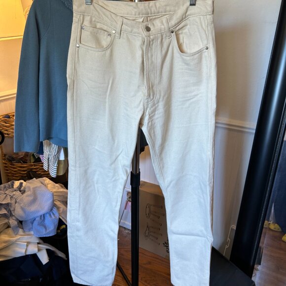 Djerf Avenue Cream Relaxed Jeans 28 - Picture 2 of 6